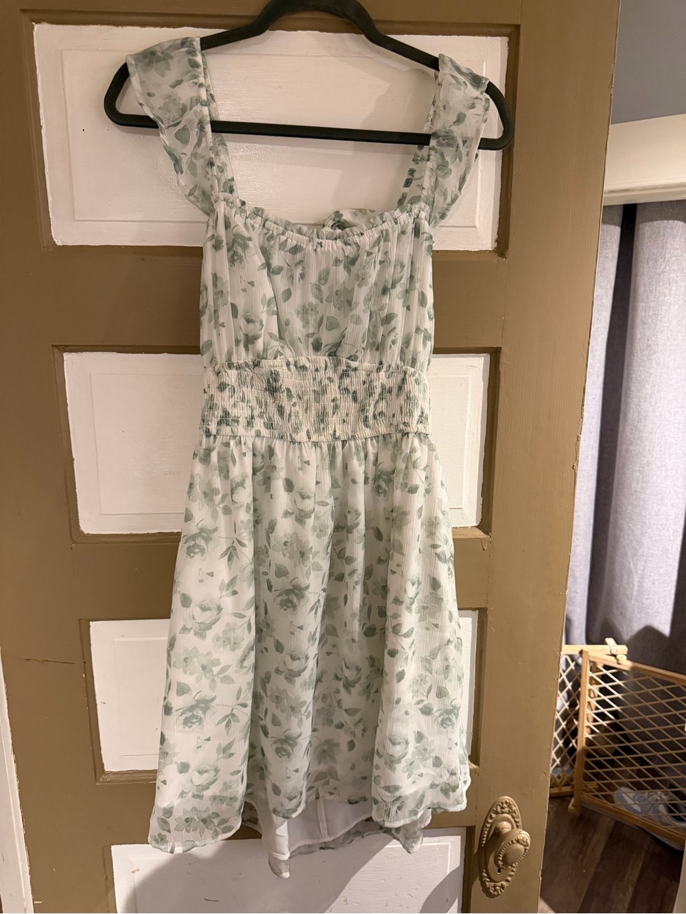 Hollister Light Mint Floral Smocked Sundress